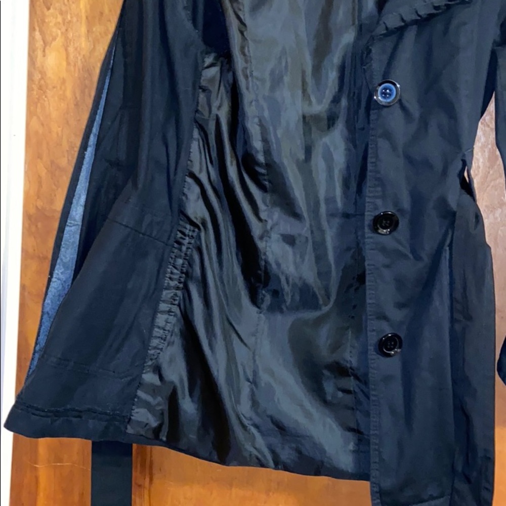 Willi Smith Size Medium Black Ruffled Trench Coat - image 8